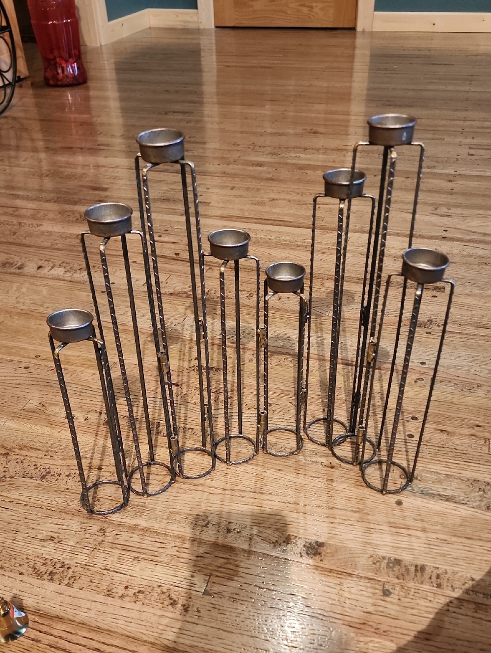 Hinged Metal Multi-Tealight Candle Holder -Rustic